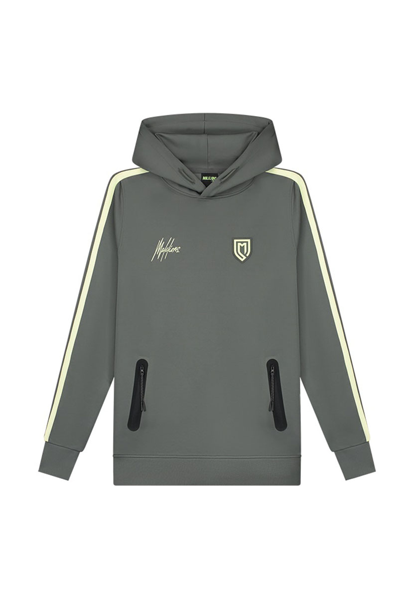 Malelions Sport Academy Hoodie MS2 AW23 11 225 Grijs Lime Groen L maat L